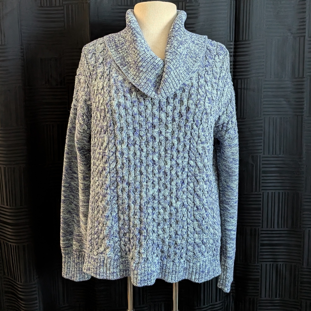 American Eagle Outfitters Heathered Blue Cowl Neck Sweater